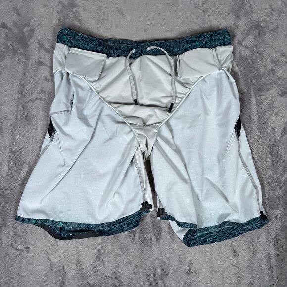 Lululemon Men’s Matrix Pace Breaker Shorts Lined Teal Black Size L - Picture 4 of 7